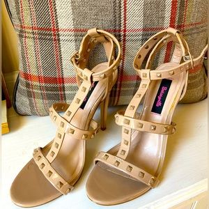 Betsey Johnson Shoes Betseyville Studded Tan High Heel